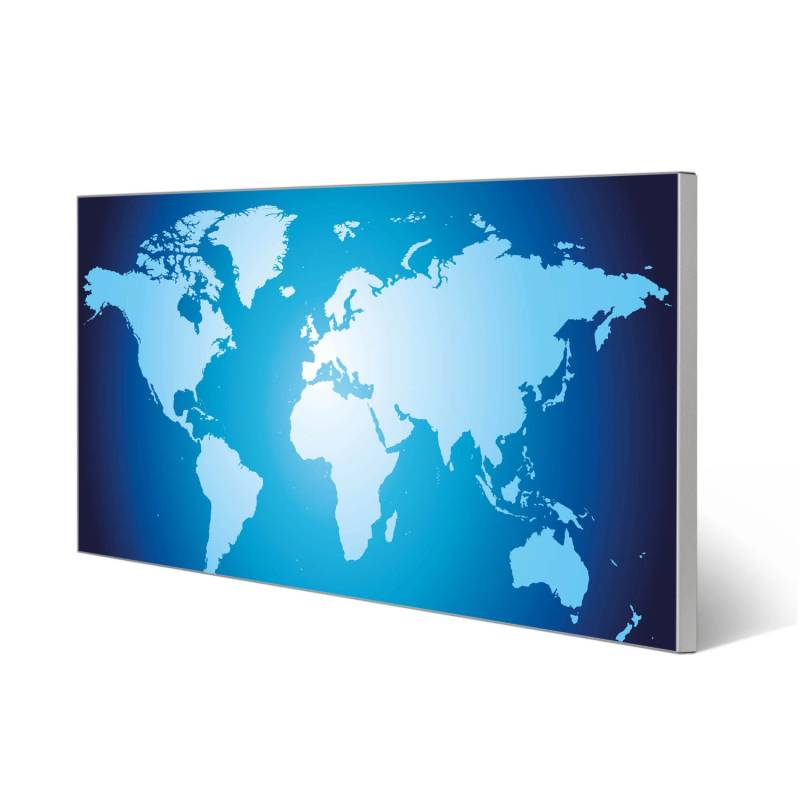 Banjado Magnettafel 78x37cm Magnetwand  Silber Aus Metall Magnetpinnwand Pinnwand Inkl. 4 Magnete Motiv Weltkarte von Banjado