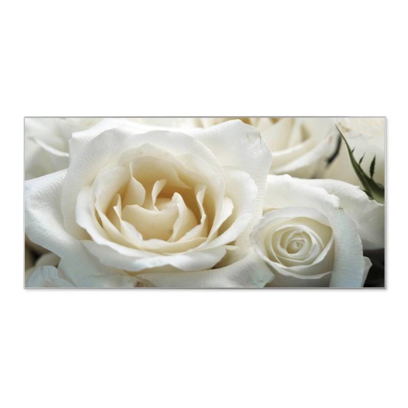 Banjado Magnettafel 78x37cm Magnetwand  Silber Aus Metall Magnetpinnwand Pinnwand Inkl. 4 Magnete Motiv White Roses von Banjado