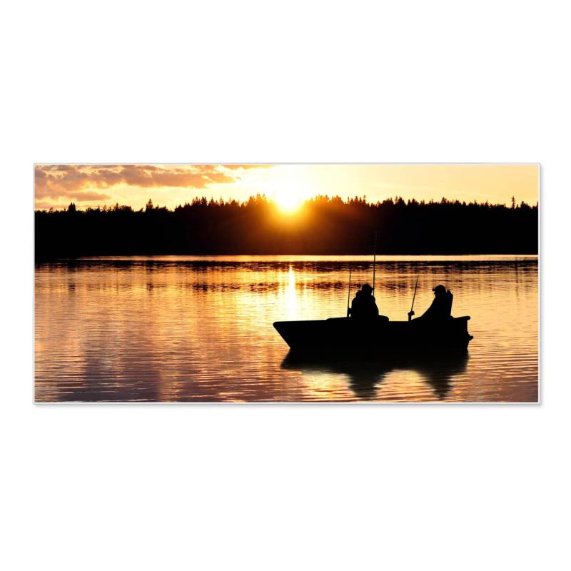 Banjado Magnettafel 78x37cm Magnetwand  Weiß Aus Metall Magnetpinnwand Pinnwand Inkl. 4 Magnete Motiv Angler von Banjado