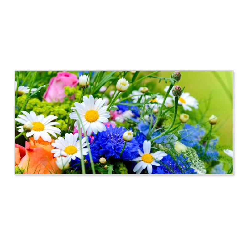 Banjado Magnettafel 78x37cm Magnetwand  Weiß Aus Metall Magnetpinnwand Pinnwand Inkl. 4 Magnete Motiv Blumenstrauß von Banjado