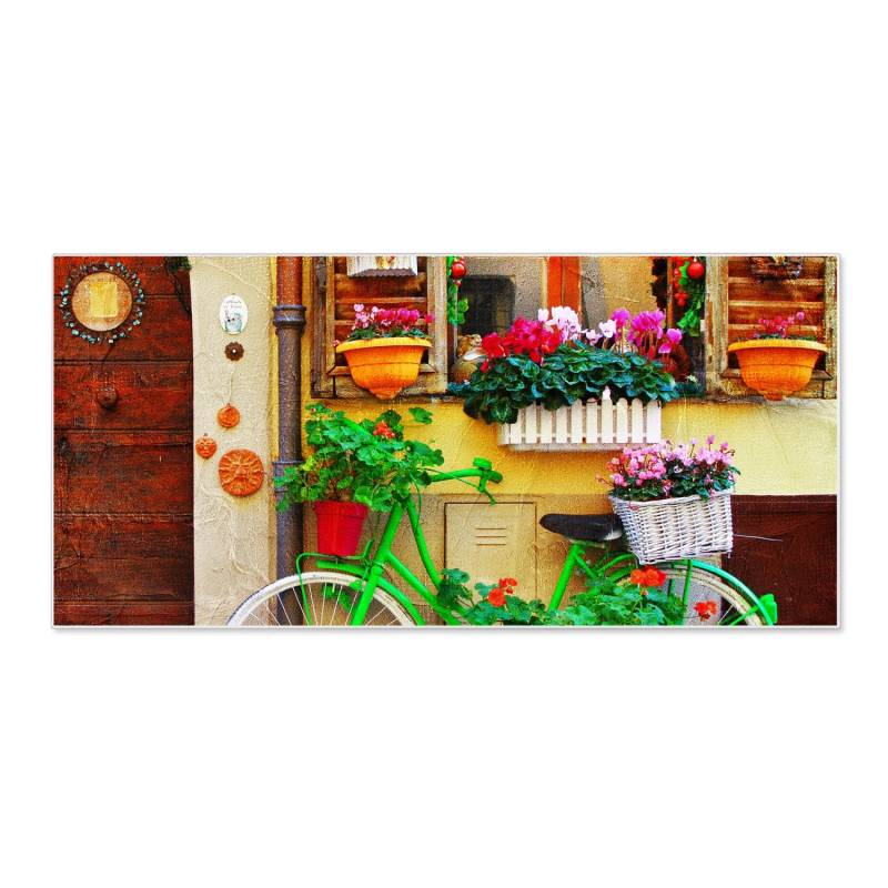 Banjado Magnettafel 78x37cm Magnetwand  Weiß Aus Metall Magnetpinnwand Pinnwand Inkl. 4 Magnete Motiv Grünes Fahrrad von Banjado