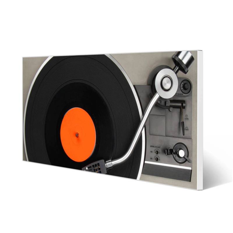 Banjado Magnettafel 78x37cm Magnetwand  Weiß Aus Metall Magnetpinnwand Pinnwand Inkl. 4 Magnete Motiv Plattenspieler von Banjado