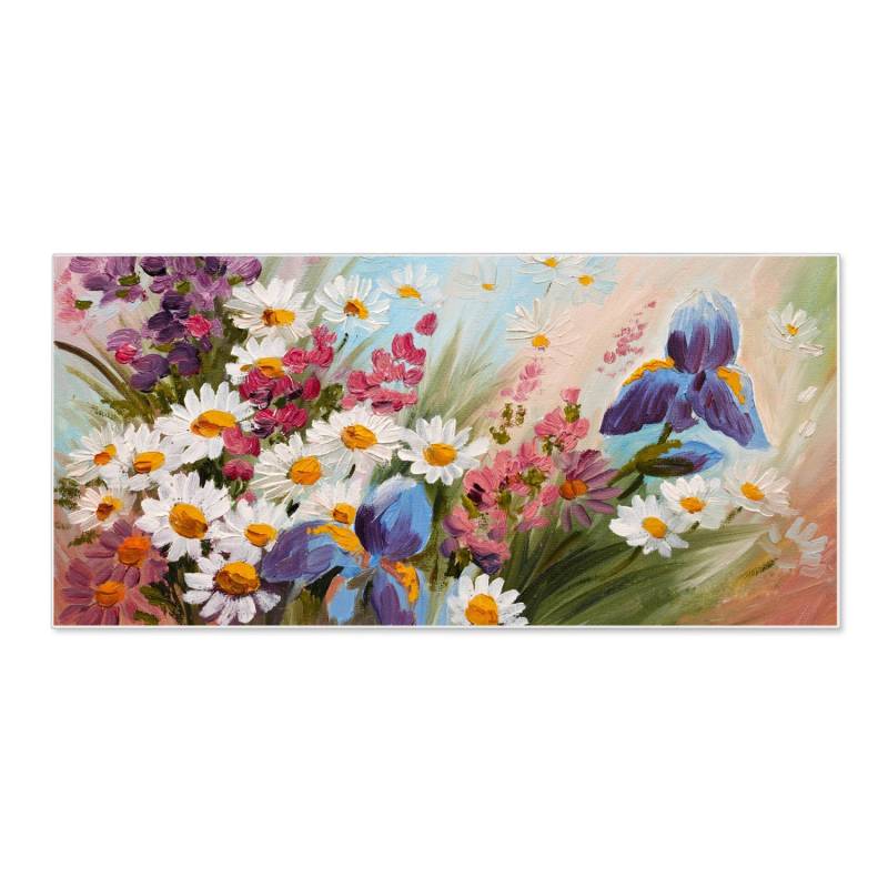 Banjado Magnettafel 78x37cm Magnetwand  Weiß Aus Metall Magnetpinnwand Pinnwand Inkl. 4 Magnete Motiv Sommerstrauss von Banjado