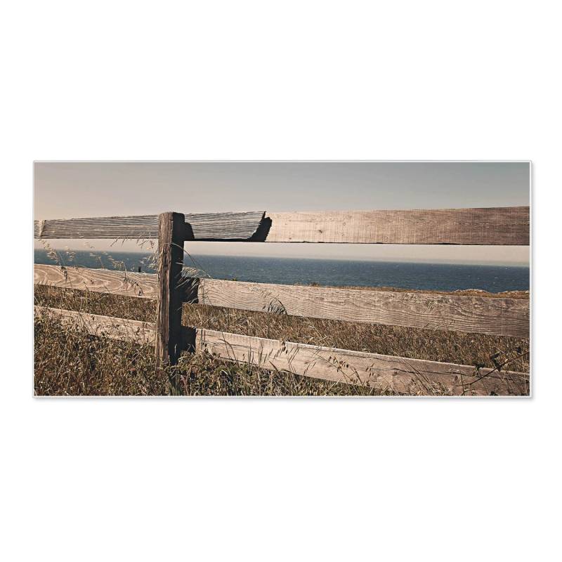 Banjado Magnettafel 78x37cm Magnetwand  Weiß Aus Metall Magnetpinnwand Pinnwand Inkl. 4 Magnete Motiv Zaun Am Meer von Banjado