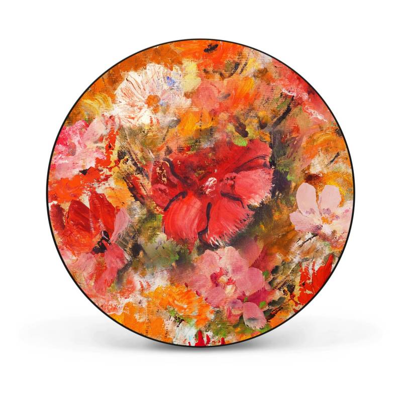 Banjado Magnettafel Rund Größe 47cm Magnetwand Schwarz Aus Metall Magnetpinnwand Pinnwand Motiv Fallende Blumen von Banjado
