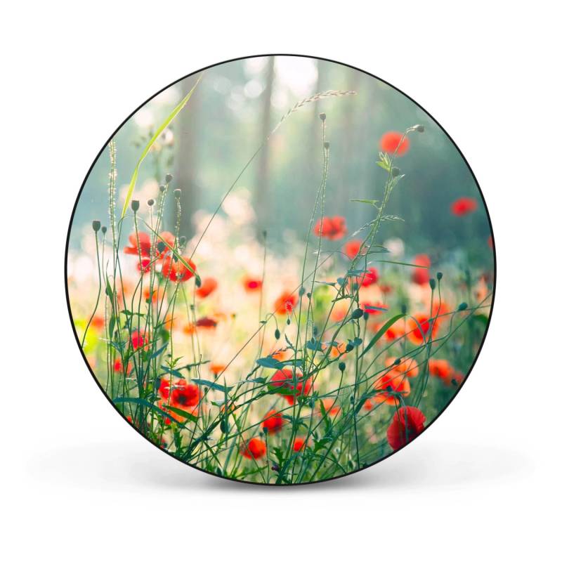 Banjado Magnettafel Rund Größe 47cm Magnetwand Schwarz Aus Metall Magnetpinnwand Pinnwand Motiv Waldmohn von Banjado