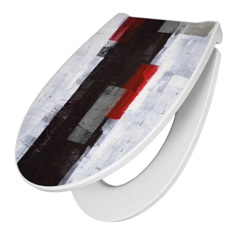 Banjado Premium Toilettendeckel Mit Absenkautomatik WC-Sitz Soft Close Hygienischer Klodeckel Duroplast Mit Motiv Abstrakt Rot von Banjado