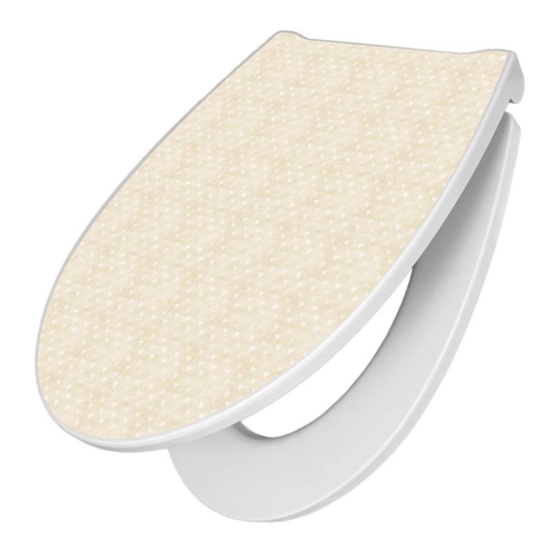 Banjado Premium Toilettendeckel Mit Absenkautomatik WC-Sitz Soft Close Hygienischer Klodeckel Duroplast Mit Motiv Beige Herzen von Banjado