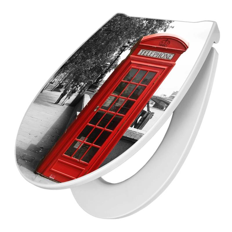 Banjado Premium Toilettendeckel Mit Absenkautomatik WC-Sitz Soft Close Hygienischer Klodeckel Duroplast Mit Motiv London Red Telephone von Banjado