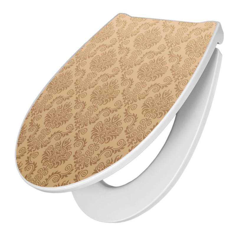 Banjado Premium Toilettendeckel Mit Absenkautomatik WC-Sitz Soft Close Hygienischer Klodeckel Duroplast Mit Motiv Tapete Beige von Banjado
