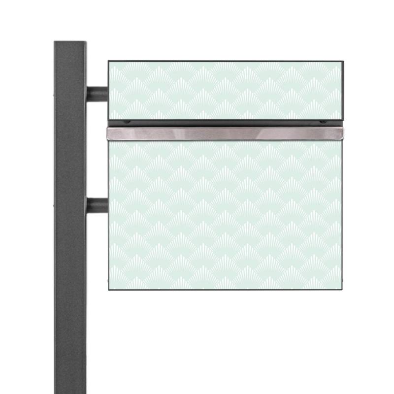 Banjado Standbriefkasten Anthrazit 45x120x16.5cm Groß Inkl. Montagematerial & 2 Schlüsseln Motiv Strahlen Mint von Banjado