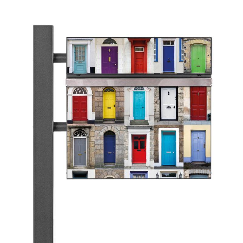 Banjado Standbriefkasten Anthrazit 45x120x16.5cm Groß Inkl. Montagematerial & 2 Schlüsseln Motiv Türen von Banjado