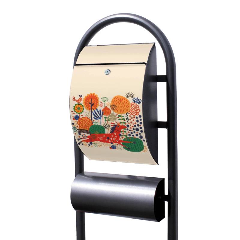Banjado Standbriefkasten Hammerschlag Optik Größe 150x47x22cm Postkasten Freistehend Mit Zeitungsfach Motiv Rotes Pferd von Banjado