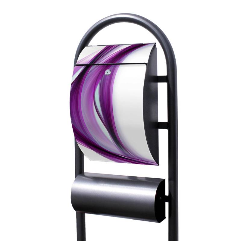 Banjado Standbriefkasten Hammerschlag Optik Größe 150x47x22cm Postkasten Freistehend Mit Zeitungsfach Motiv Violet Element von Banjado