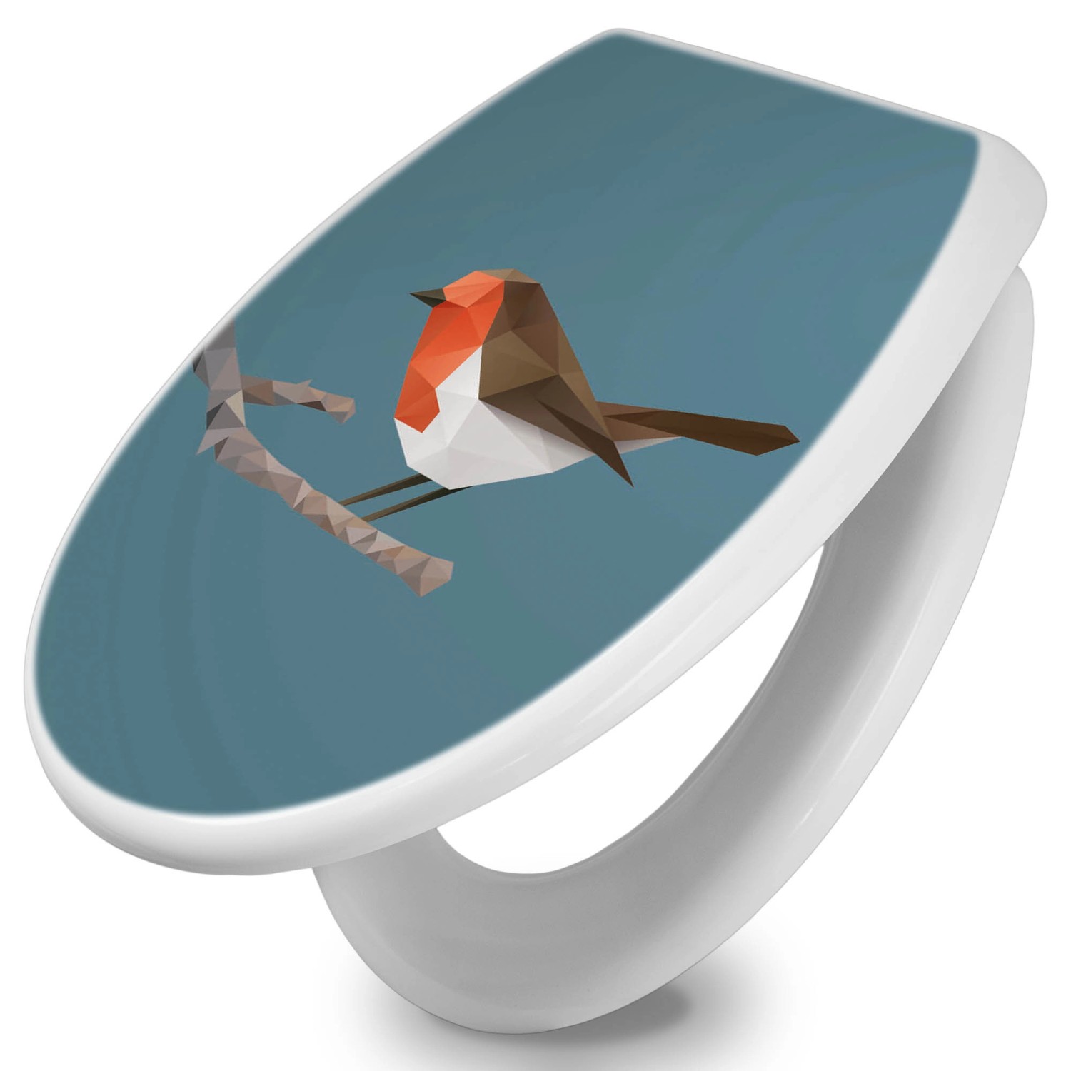 Banjado Toilettendeckel Mit Absenkautomatik WC-Sitz Soft Close Weiß Hygienischer Duroplast Leichte Montage Mit Motiv Abstrakter Vogel von Banjado