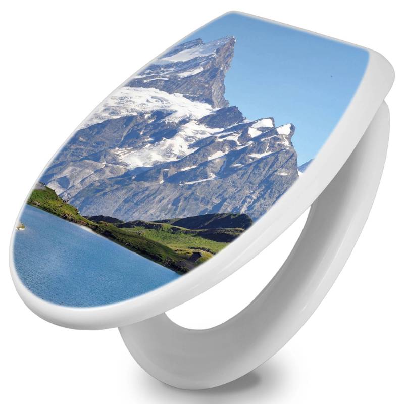 Banjado Toilettendeckel Mit Absenkautomatik WC-Sitz Soft Close Weiß Hygienischer Duroplast Leichte Montage Mit Motiv Alpen von Banjado