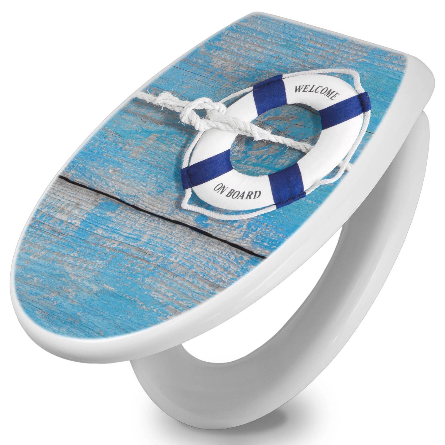 Banjado Toilettendeckel Mit Absenkautomatik WC-Sitz Soft Close Weiß Hygienischer Duroplast Leichte Montage Mit Motiv Blauer Rettungsring Banjado Toilettendeckel Mit Absenkautomatik WC-Sitz Soft Close Weiß Hygienischer Duroplast Leichte Montage Mit Motiv Blauer Rettungsring von Banjado