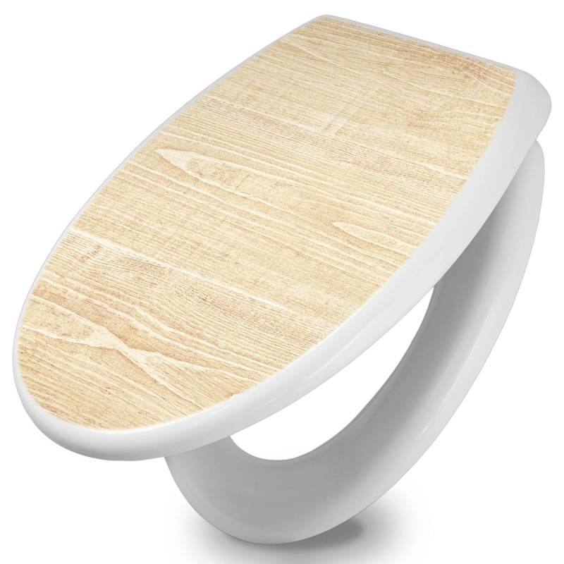 Banjado Toilettendeckel Mit Absenkautomatik WC-Sitz Soft Close Weiß Hygienischer Duroplast Leichte Montage Mit Motiv Bretter von Banjado
