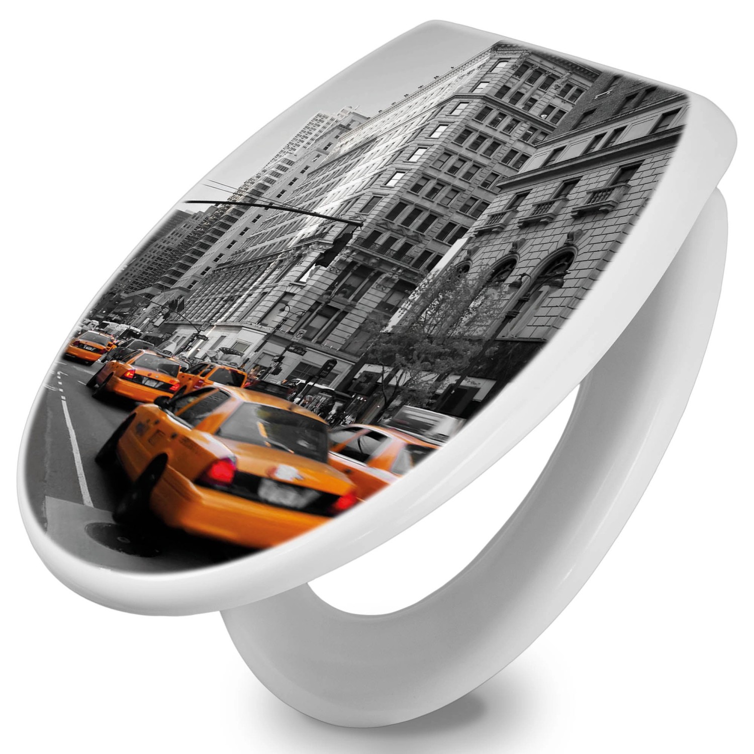 Banjado Toilettendeckel Mit Absenkautomatik WC-Sitz Soft Close Weiß Hygienischer Duroplast Leichte Montage Mit Motiv New York Taxi Banjado Toilettendeckel Mit Absenkautomatik WC-Sitz Soft Close Weiß Hygienischer Duroplast Leichte Montage Mit Motiv New York Taxi von Banjado