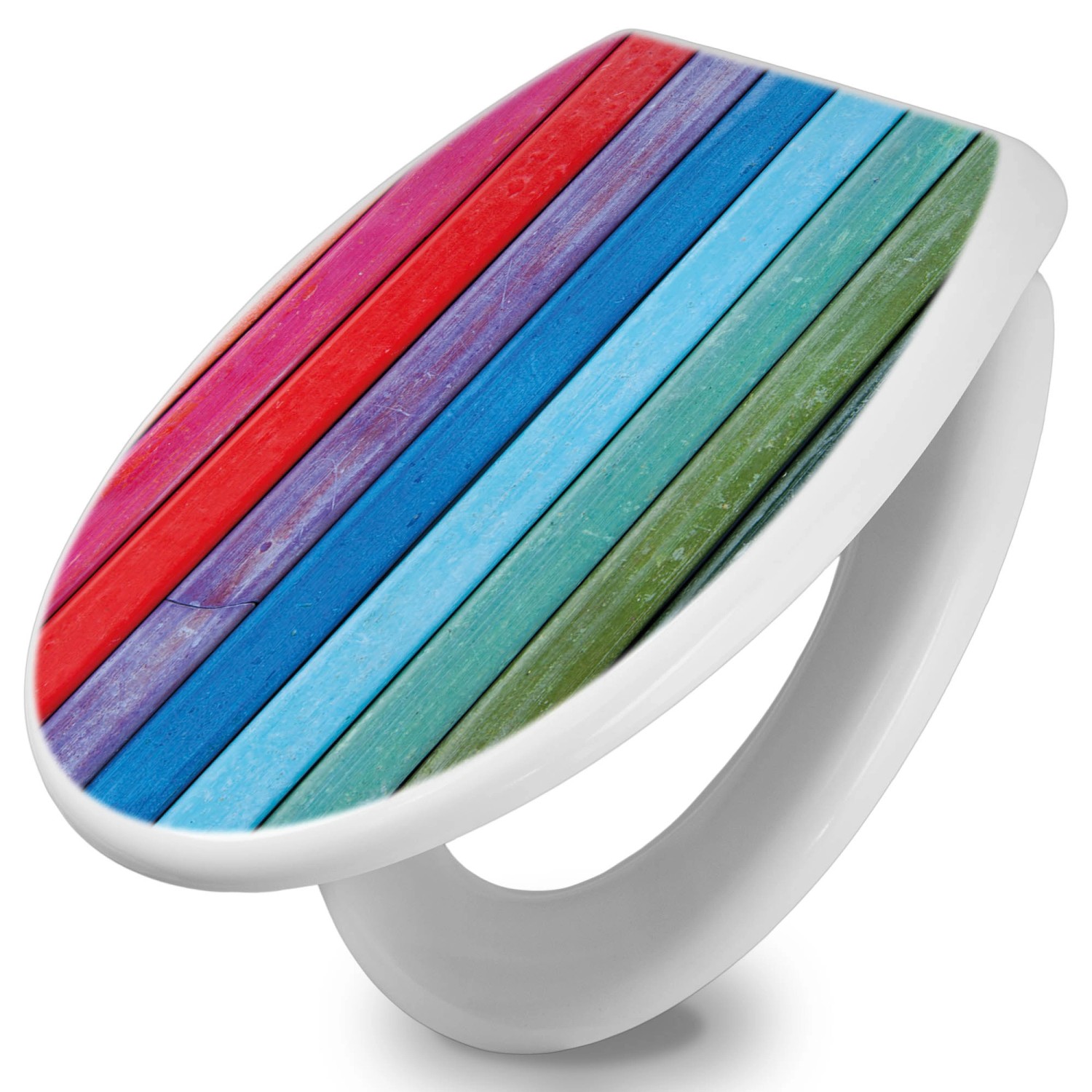Banjado Toilettendeckel Mit Absenkautomatik WC-Sitz Soft Close Weiß Hygienischer Duroplast Leichte Montage Mit Motiv Regenbogenfarben Banjado Toilettendeckel Mit Absenkautomatik WC-Sitz Soft Close Weiß Hygienischer Duroplast Leichte Montage Mit Motiv Regenbogenfarben von Banjado