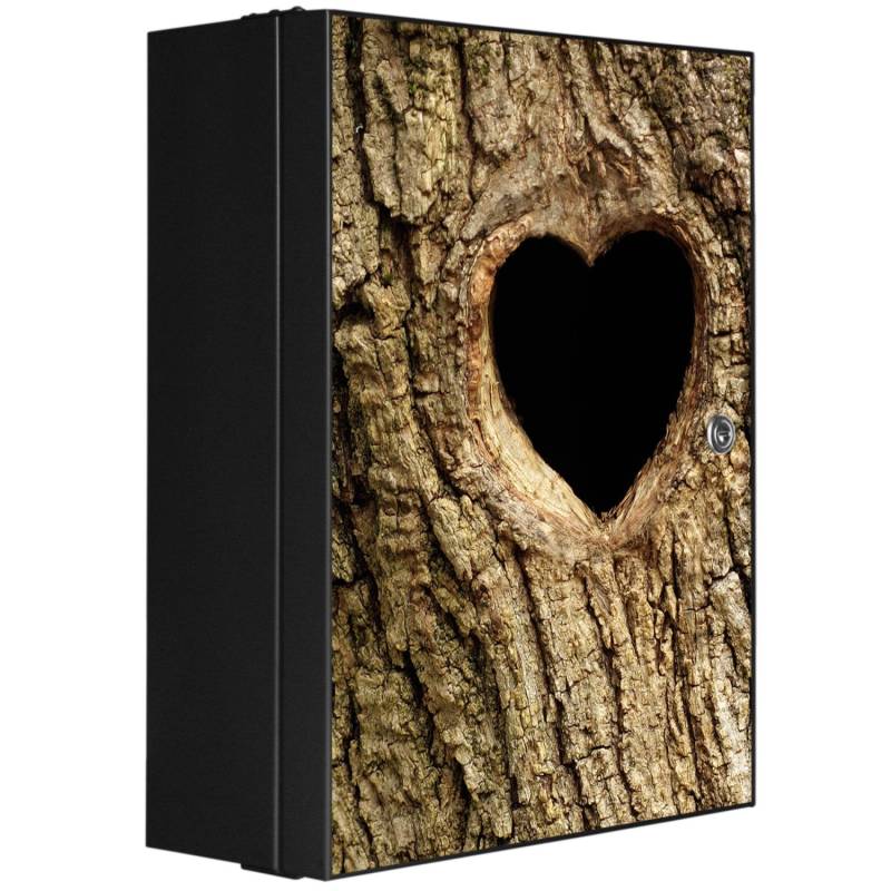 Banjado XXL Medizinschrank Abschliessbar 35x46x15cm Arzneischrank Anthrazit Aus Metall Front Mit Motiv Baumherz von Banjado