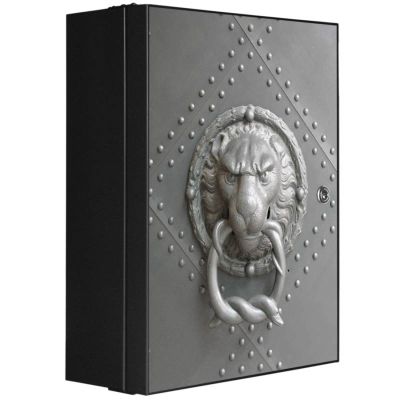 Banjado XXL Medizinschrank Abschliessbar 35x46x15cm Arzneischrank Anthrazit Aus Metall Front Mit Motiv Eisentor von Banjado