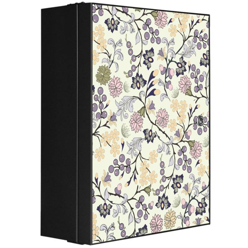 Banjado XXL Medizinschrank Abschliessbar 35x46x15cm Arzneischrank Anthrazit Aus Metall Front Mit Motiv Florale Tapete von Banjado