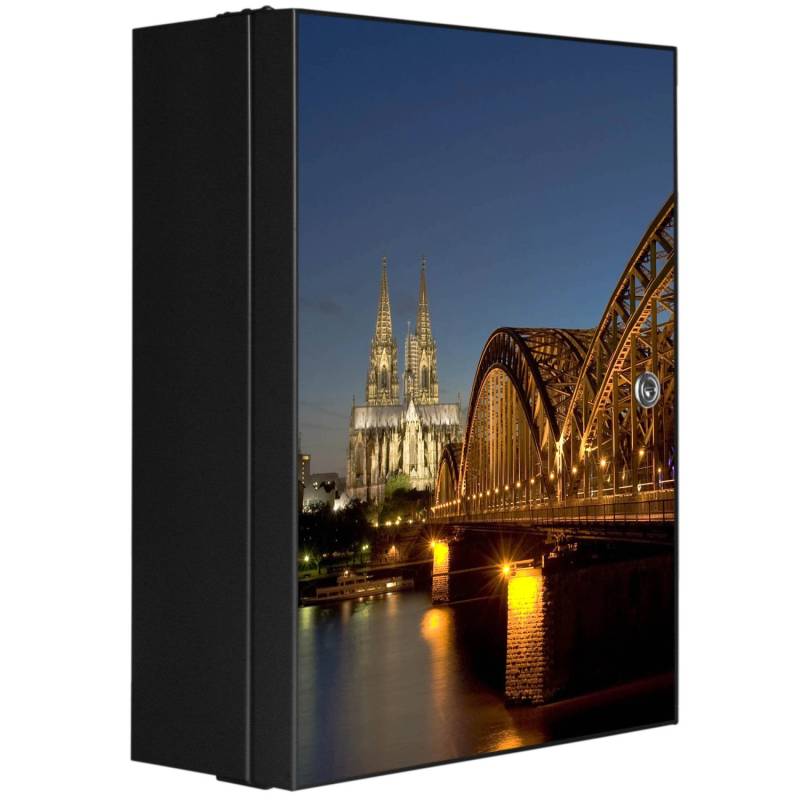 Banjado XXL Medizinschrank Abschliessbar 35x46x15cm Arzneischrank Anthrazit Aus Metall Front Mit Motiv Köln von Banjado