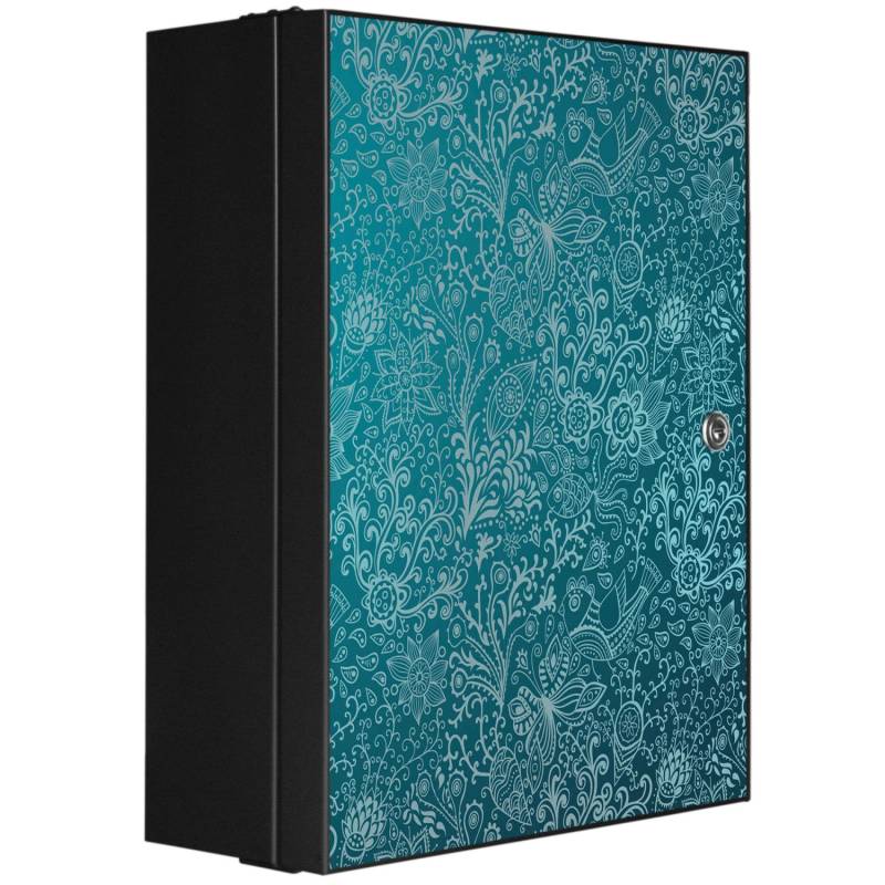 Banjado XXL Medizinschrank Abschliessbar 35x46x15cm Arzneischrank Anthrazit Aus Metall Front Mit Motiv Mandala Landschaft von Banjado