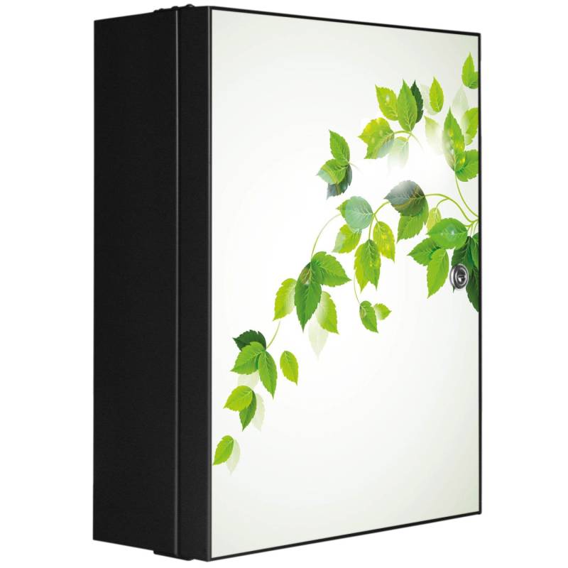 Banjado XXL Medizinschrank Abschliessbar 35x46x15cm Arzneischrank Anthrazit Aus Metall Front Mit Motiv Ranke Gelb Weiß von Banjado