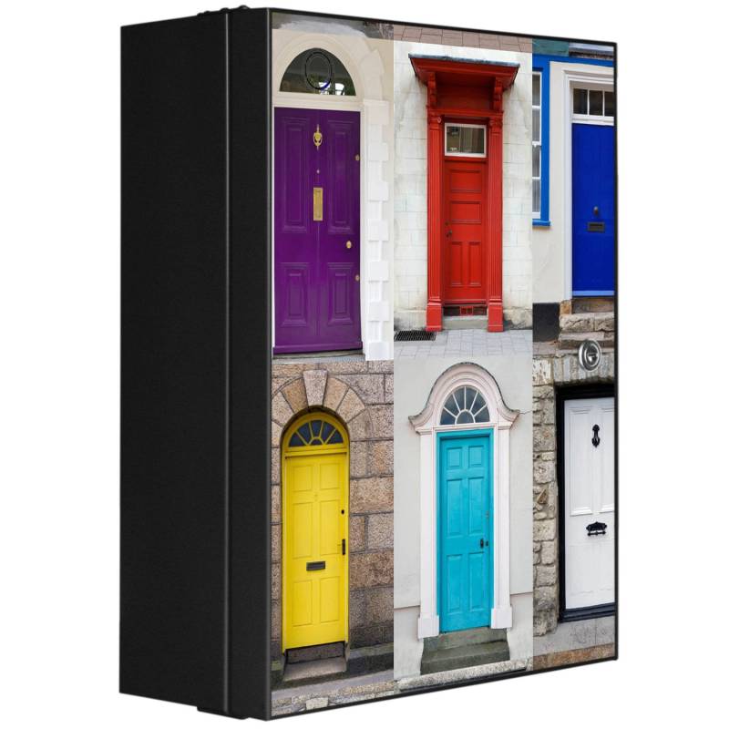 Banjado XXL Medizinschrank Abschliessbar 35x46x15cm Arzneischrank Anthrazit Aus Metall Front Mit Motiv Türen von Banjado