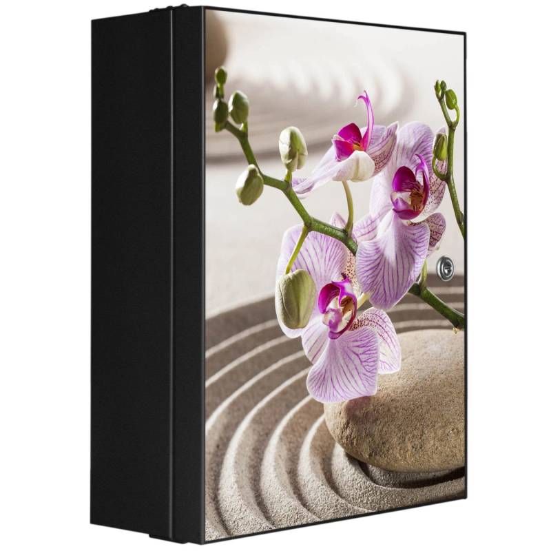 Banjado XXL Medizinschrank Abschliessbar 35x46x15cm Arzneischrank Anthrazit Aus Metall Front Mit Motiv Zen Relax von Banjado
