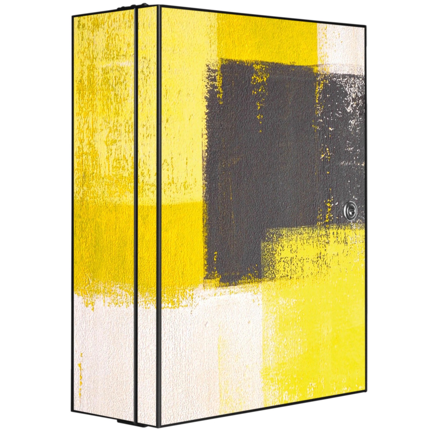 Banjado XXL Medizinschrank Abschliessbar 35x46x15cm Arzneischrank Anthrazit Aus Metall Mit Motiv Abstrakt Gelb von Banjado