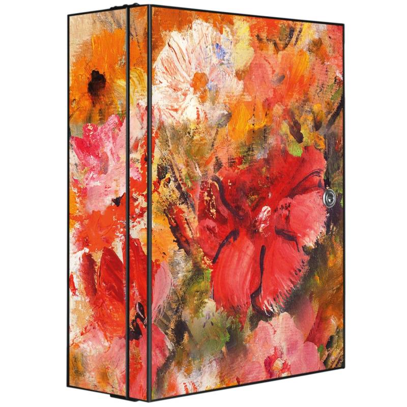 Banjado XXL Medizinschrank Abschliessbar 35x46x15cm Arzneischrank Anthrazit Aus Metall Mit Motiv Fallende Blumen von Banjado