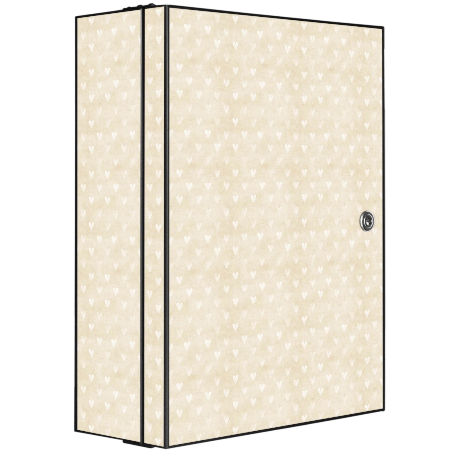 Banjado XXL Medizinschrank Abschliessbar 35x46x15cm Arzneischrank Anthrazit Aus Metall Mit Motiv Motiv Beige Herzen von Banjado