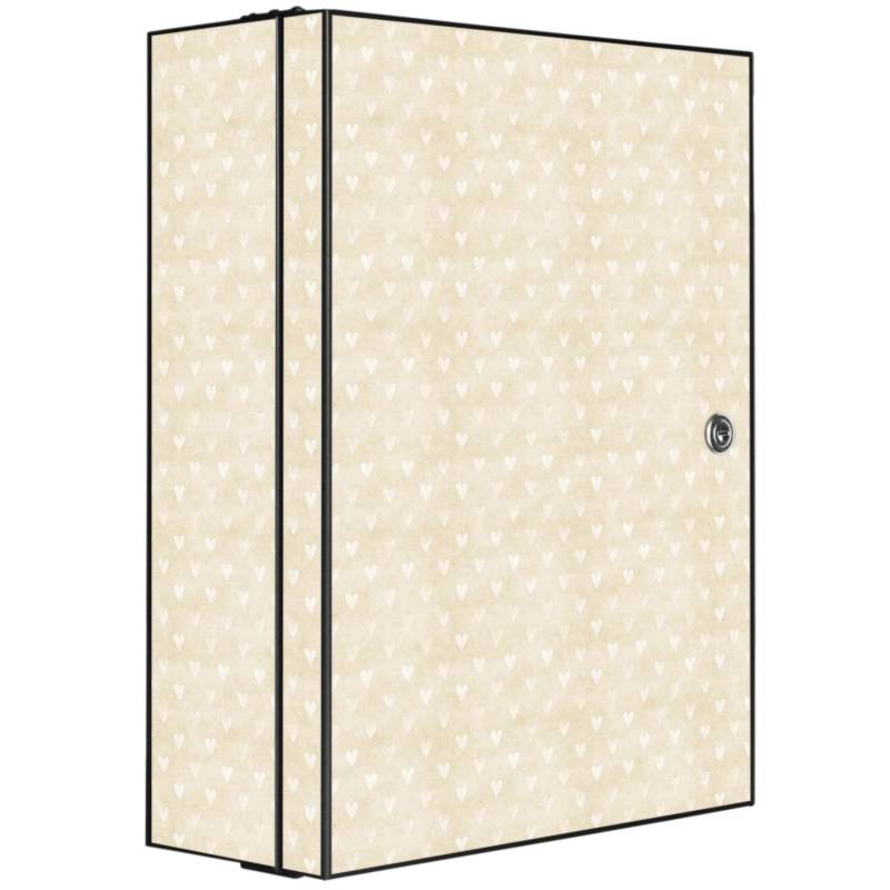 Banjado XXL Medizinschrank Abschliessbar 35x46x15cm Arzneischrank Anthrazit Aus Metall Mit Motiv Motiv Beige Herzen von Banjado