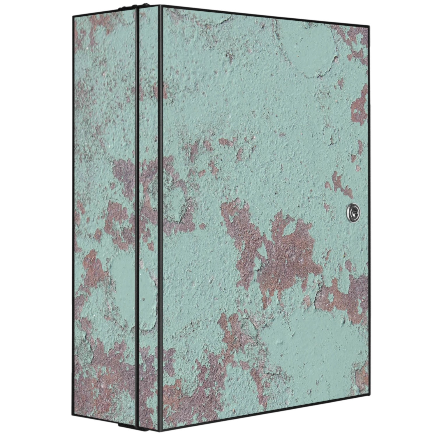 Banjado XXL Medizinschrank Abschliessbar 35x46x15cm Arzneischrank Anthrazit Aus Metall Mit Motiv Motiv Blaue Struktur von Banjado