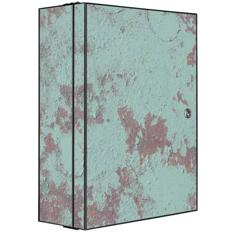 Banjado XXL Medizinschrank Abschliessbar 35x46x15cm Arzneischrank Anthrazit Aus Metall Mit Motiv Motiv Blaue Struktur von Banjado