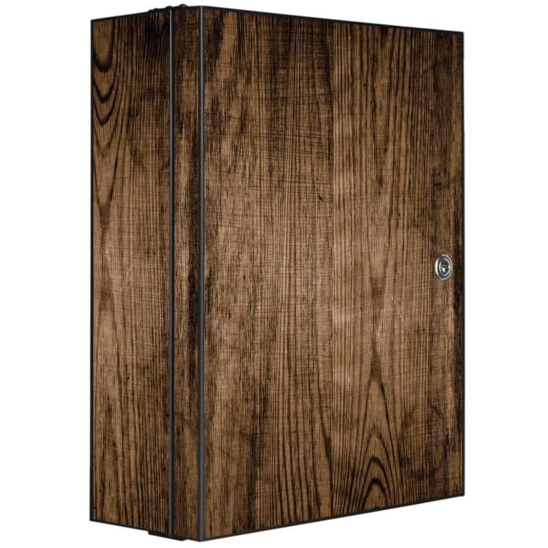 Banjado XXL Medizinschrank Abschliessbar 35x46x15cm Arzneischrank Anthrazit Aus Metall Mit Motiv Motiv Maserung Dunkel von Banjado