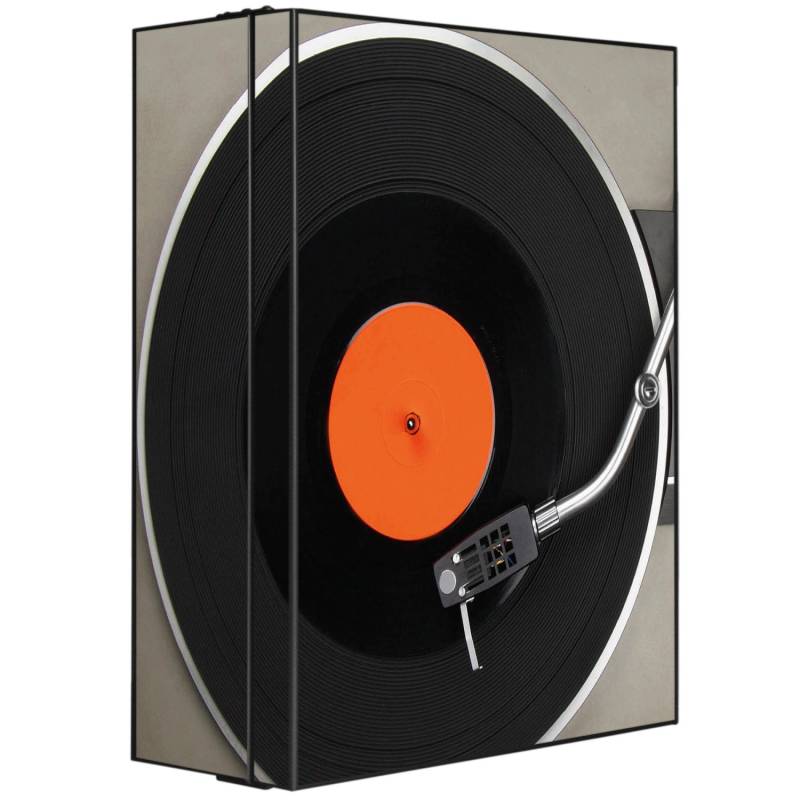 Banjado XXL Medizinschrank Abschliessbar 35x46x15cm Arzneischrank Anthrazit Aus Metall Mit Motiv Plattenspieler von Banjado