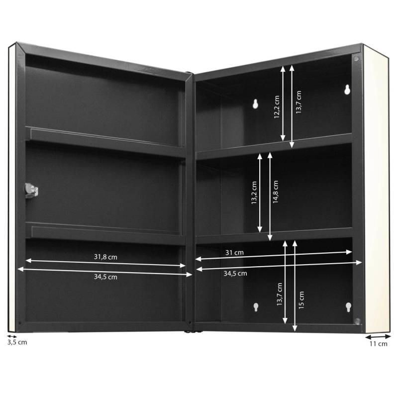 Banjado XXL Medizinschrank Abschliessbar 35x46x15cm Arzneischrank Anthrazit Aus Metall Mit Motiv We Are The World von Banjado