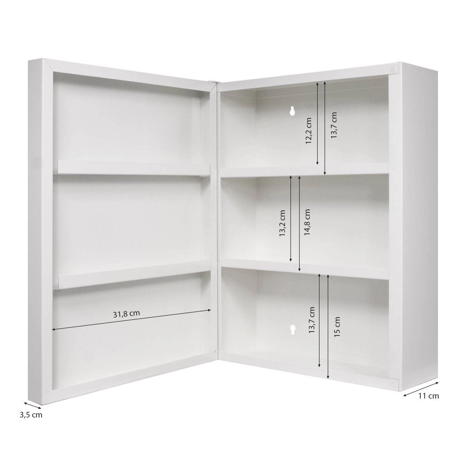 Banjado XXL Medizinschrank Abschliessbar 35x46x15cm Arzneischrank Weiß Aus Metall Front Mit Motiv Schaffamilie von Banjado