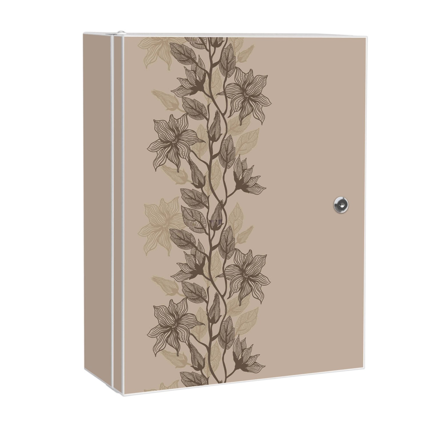 Banjado XXL Medizinschrank Abschliessbar 35x46x15cm Arzneischrank Weiß Aus Metall Mit Motiv Baumwollblüte Monochrom Banjado XXL Medizinschrank Abschliessbar 35x46x15cm Arzneischrank Weiß Aus Metall Mit Motiv Baumwollblüte Monochrom von Banjado
