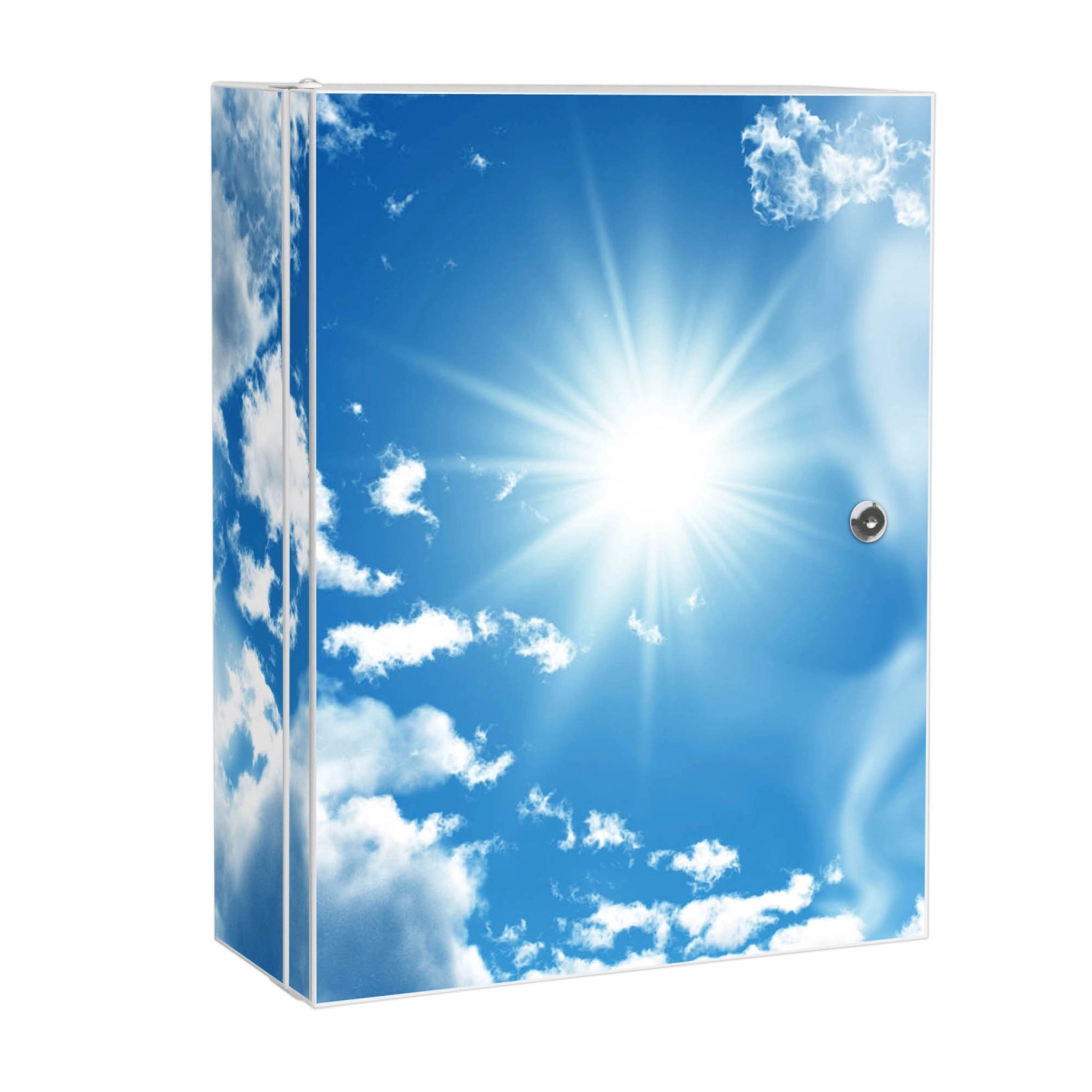 Banjado XXL Medizinschrank Abschliessbar 35x46x15cm Arzneischrank Weiß Aus Metall Mit Motiv Clouds von Banjado