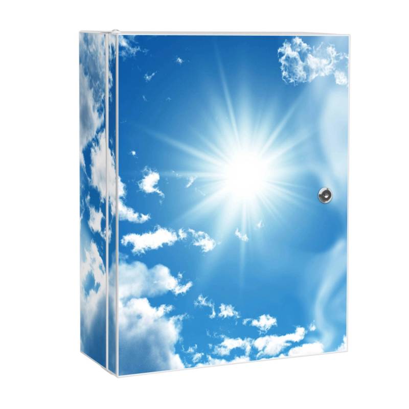 Banjado XXL Medizinschrank Abschliessbar 35x46x15cm Arzneischrank Weiß Aus Metall Mit Motiv Clouds von Banjado