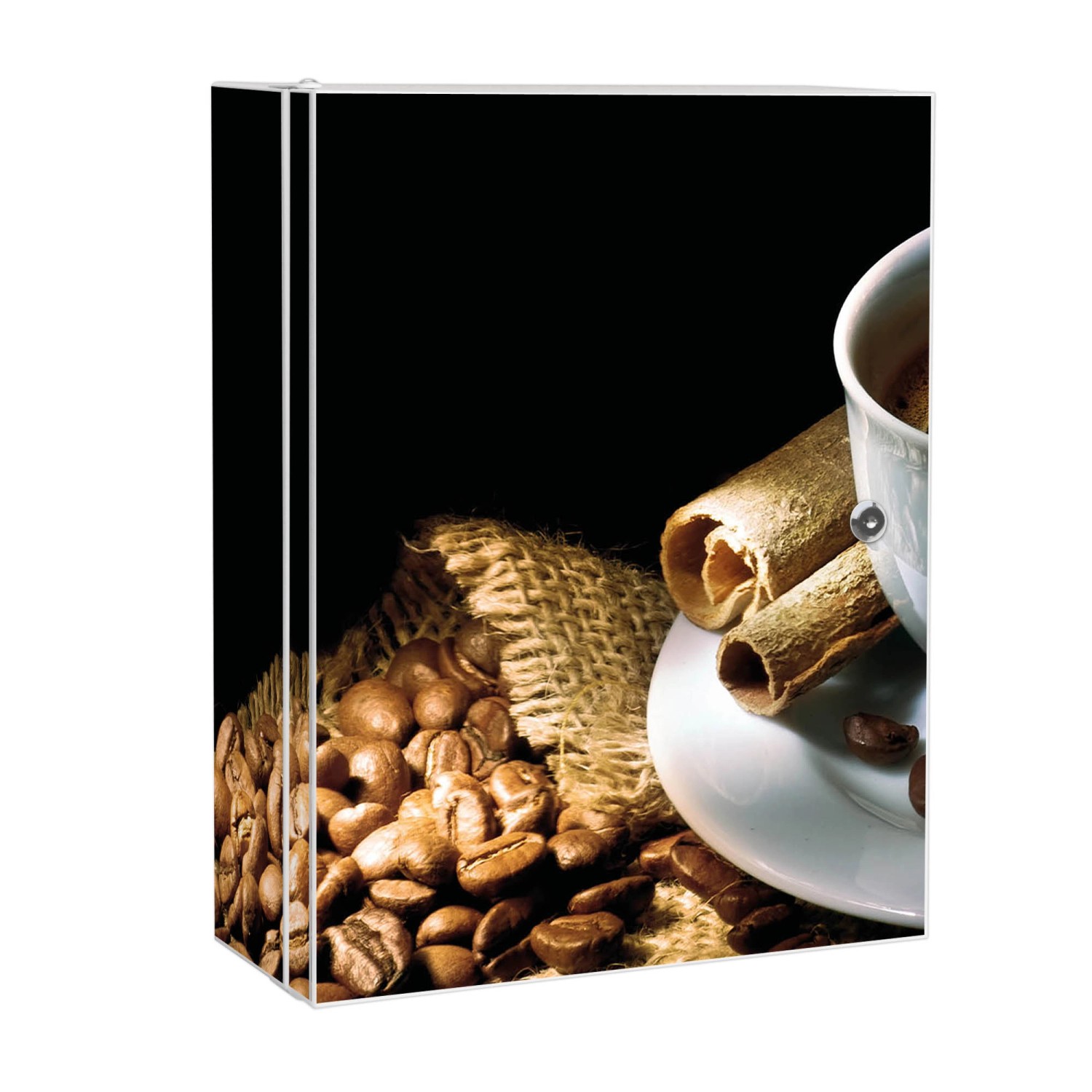 Banjado XXL Medizinschrank Abschliessbar 35x46x15cm Arzneischrank Weiß Aus Metall Mit Motiv Hot Coffee von Banjado