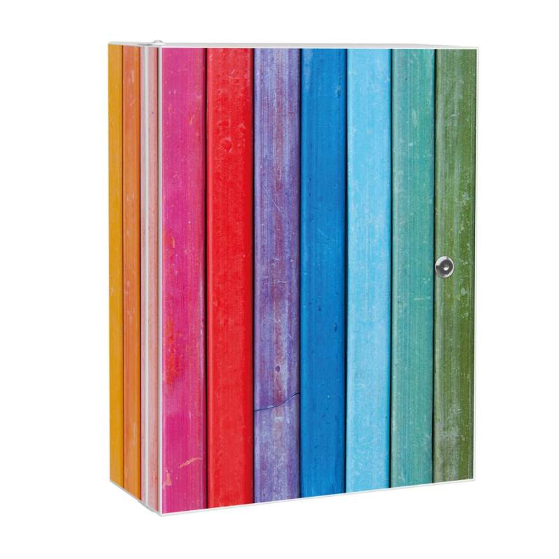 Banjado XXL Medizinschrank Abschliessbar 35x46x15cm Arzneischrank Weiß Aus Metall Mit Motiv Regenbogenfarben von Banjado