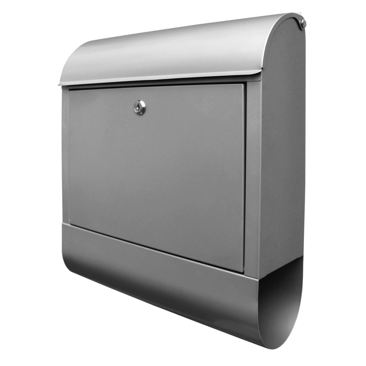 banjado® Design Briefkasten 39x47x14cm & 2 Schlüssel - Briefkasten Stahl Silber mit Zeitungsfach pulverbeschichtet BK Blanco von Banjado