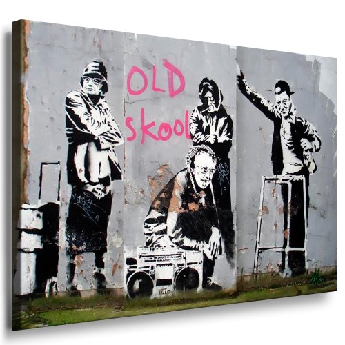 Banksy Graffiti Street Art Leinwand Bild 100x70cm - Leinwandbild fertig auf Keilrahmen - Kunstdrucke, Leinwandbilder, Wandbilder, Poster, Gemälde, Pop Art Deko Kunst Bilder von Banksy
