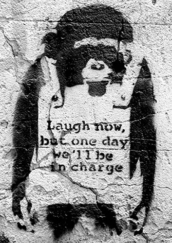 Banksy Poster AFFE Laugh Now, but one Day We'll be in Charge (42cm x 59,3cm) + weiÃŸe Geschenkverpackung. Verschenkfertig! von Banksy